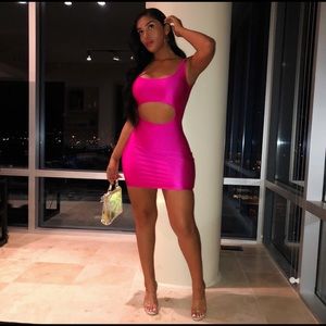 kim kardashian hot pink cutout dress